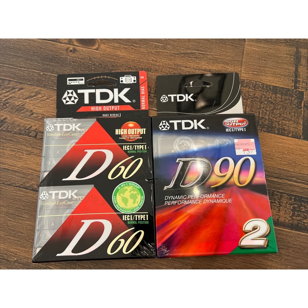 Lot Of 4 New TDK Audio Cassette Tapes D60 D90 SA90 NOS - BH039